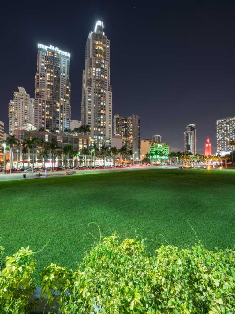 Bayfront Park is one of the best places to go in Miami at night.